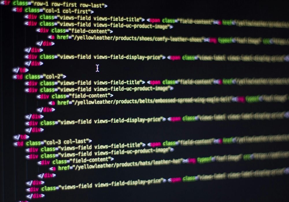 A screen showing code